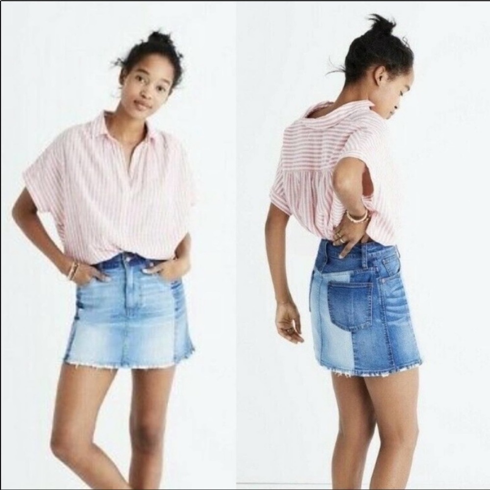 Madewell McCaren two toned denim skirt